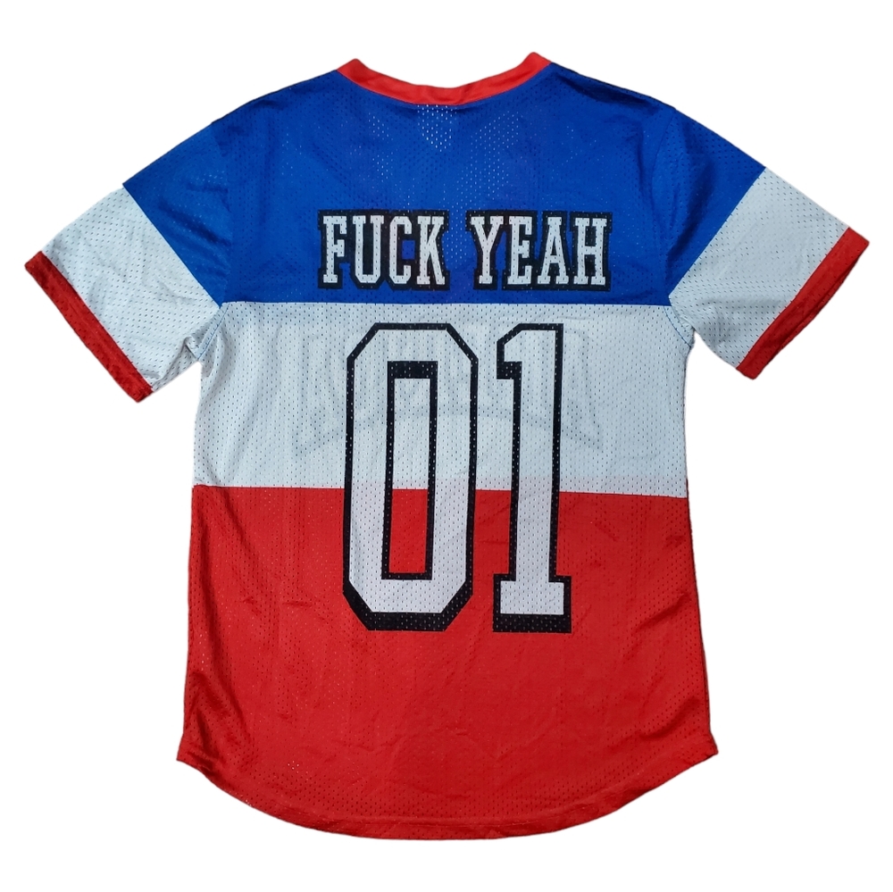 SPENCERS Jersey AMERICA F--- YEAH Spell Out USA Flag
